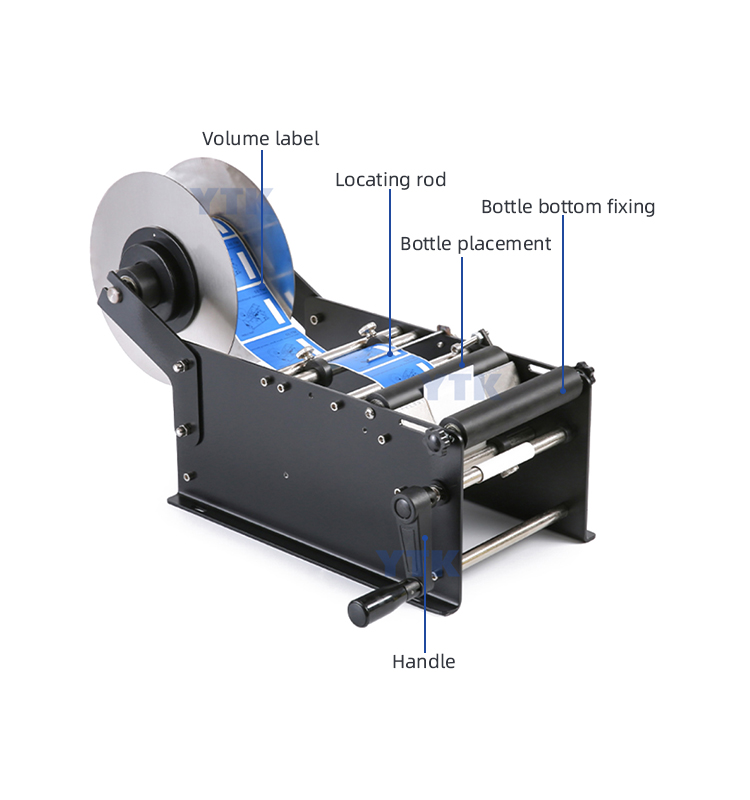 Upgraded Manual Labeling Machine Label Applicator Bottle Labeler Sticker  Label Printer Packing Machine with Handle for Round Glass Plastic Metal  Bottle MT-30 Round Bottle Labeling Machine 