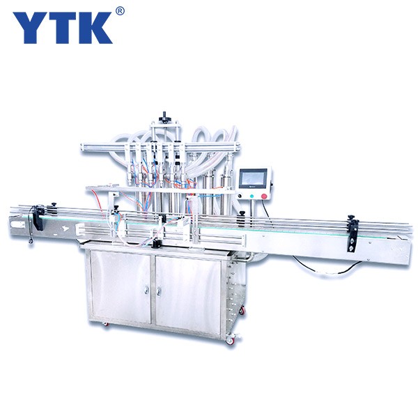 Straight line 6-head automatic liquid filling machine with conveyor PLC control