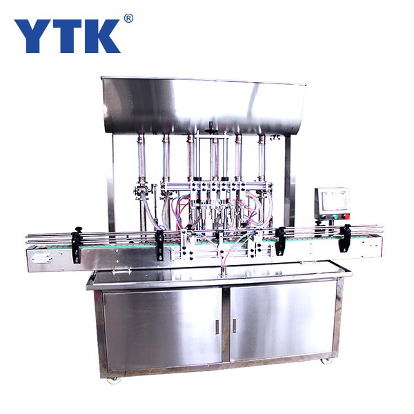 Straight Automatic 6-head  paste filling machine with conveyor PLC control 