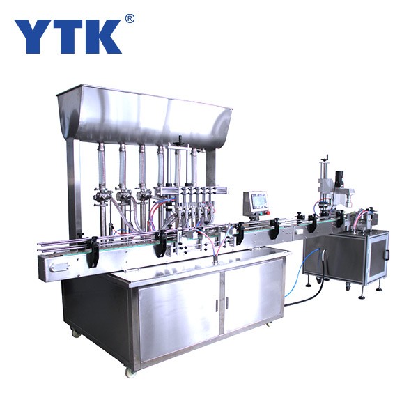 Straight Automatic 6-head  paste filling machine with conveyor PLC control 