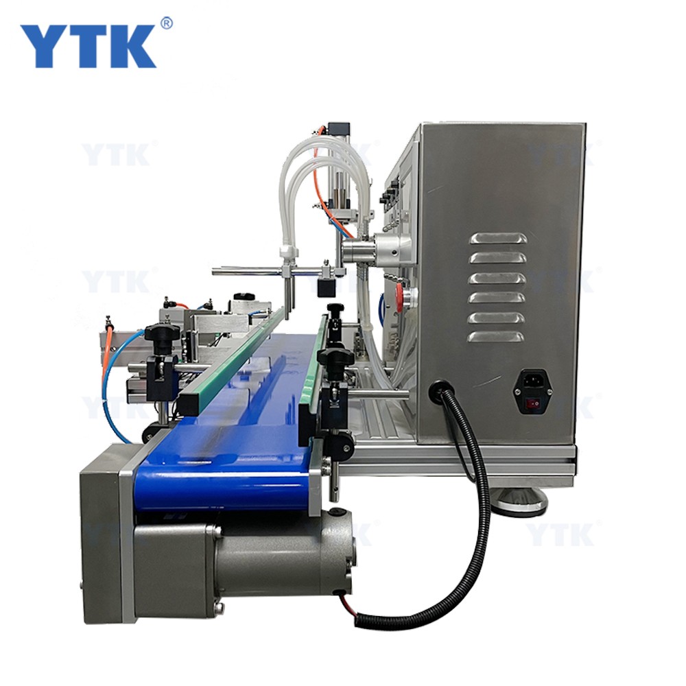  Desktop 4 Nozzles Magnetic Pump Liquid Filling Machine With Conveyor